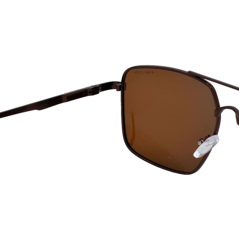 Stylish Rectangular Pilot Full-Frame Metal Polarized Sunglasses for Men and Women | Brown Lens and Brown Frame | HRS-KC1011-BWN-BWN-P view 5