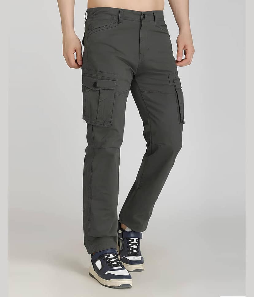 Reoutlook Regular Flat Men's Cargos - Dark Grey ( Pack of 1 ) view 2