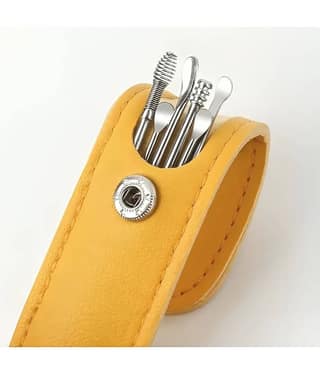 Reusable Earwax Removal Ear Cleaning Tool Set Spiral Ear Curette Tool with Leather Storage Pouch for Men Women (pack of 1)