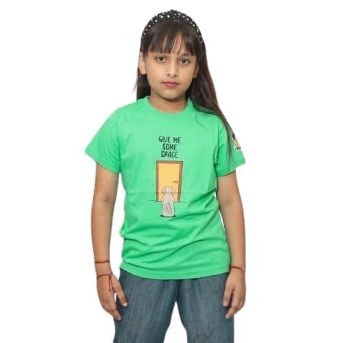 KUCHU Kids Give Me Some More Space Printed T-Shirt (Teal Green, 6–7 Years) | Cotton Modal Fabric | Breathable | Lightweight | Comfortable Wear view 3