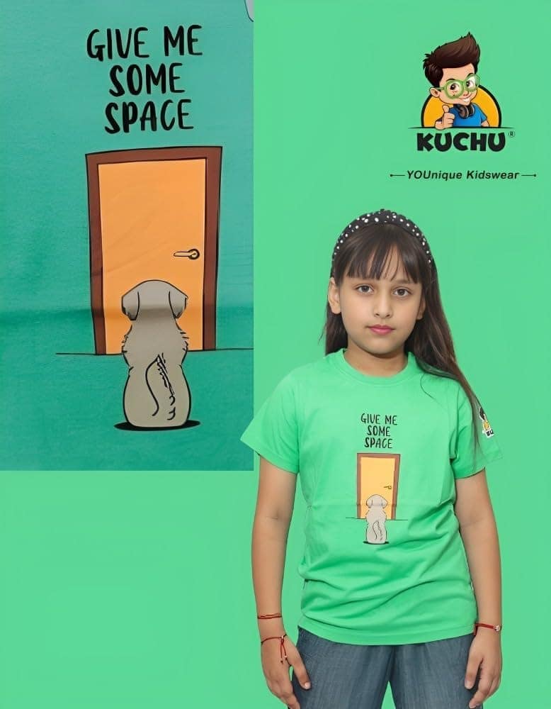 KUCHU Kids Give Me Some More Space Printed T-Shirt (Teal Green, 6–7 Years) | Cotton Modal Fabric | Breathable | Lightweight | Comfortable Wear view 4