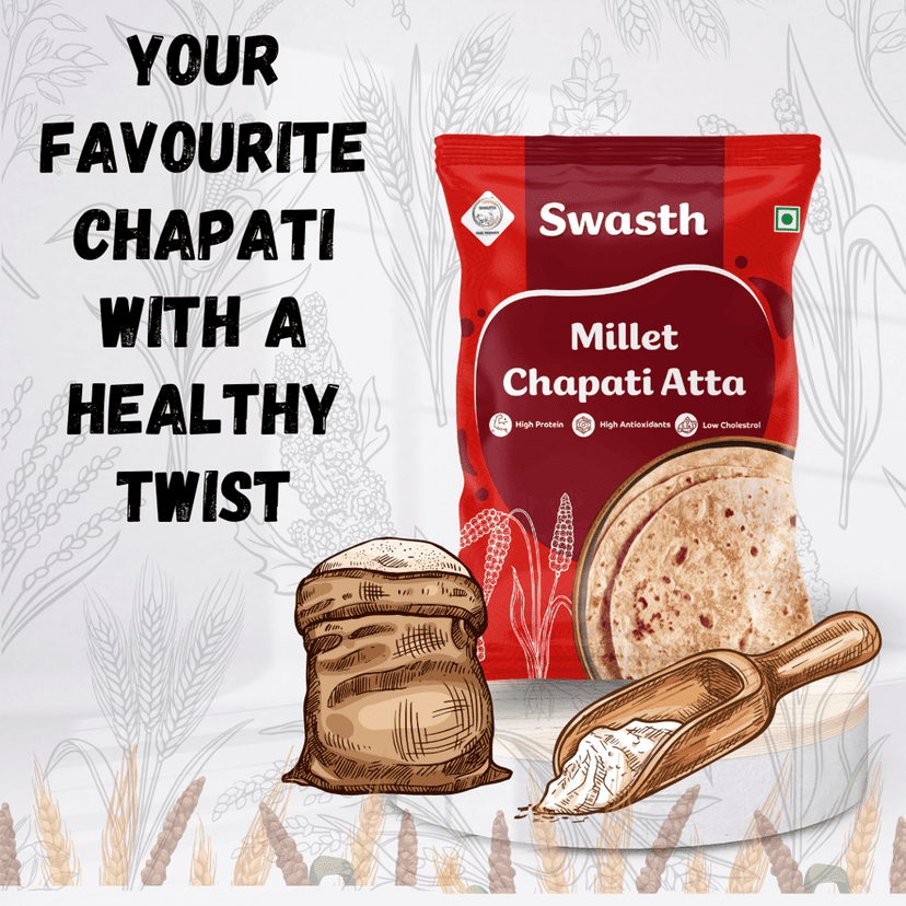 Swasth Millet Chapati Atta- 1Kg - High Fiber Atta - Low Carbohydrate Chapati Atta view 7
