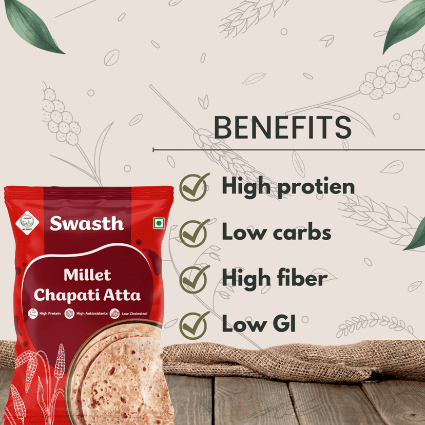 Swasth Millet Chapati Atta- 1Kg - High Fiber Atta - Low Carbohydrate Chapati Atta view 8