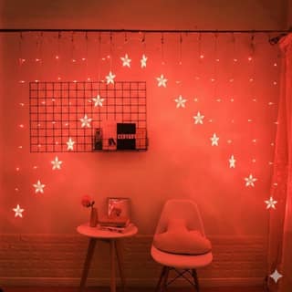 GLOWSERIE V Shape Star Curtain String Lights for Bedroom, Living Room, Party, Wedding & Festival Decoration – Plug-in Fairy Light Garland”