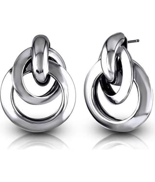 VIVASTRI Silver Hoops Earrings ( Pack of 1 )