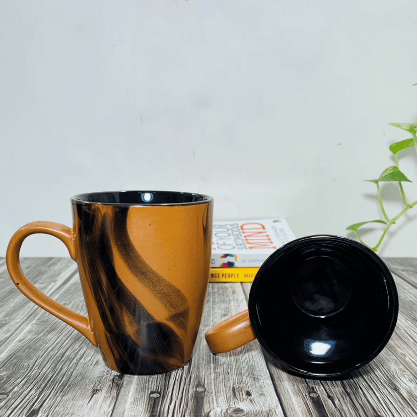 Homefrills Ceramic Hand Crafted Glossy Ceramic Coffee Mugs (Brown) Suitable for Coffee, Tea, Juice, Cappuccino, etc. (275ml) Set of 2 view 2