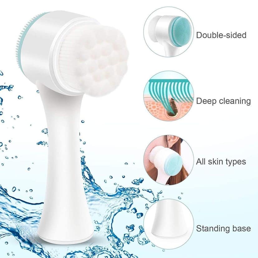 Silicone Manual Dual Face Wash Brush | Deep Pore Exfoliator & Massager | Gentle Scrub for Men & Women (Original Quality) view 3