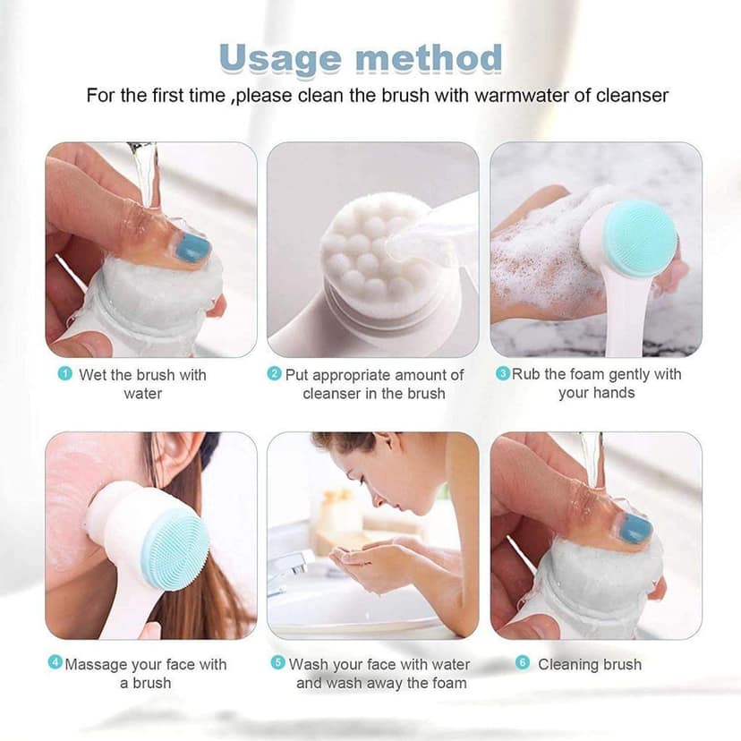 Silicone Manual Dual Face Wash Brush | Deep Pore Exfoliator & Massager | Gentle Scrub for Men & Women (Original Quality) view 5