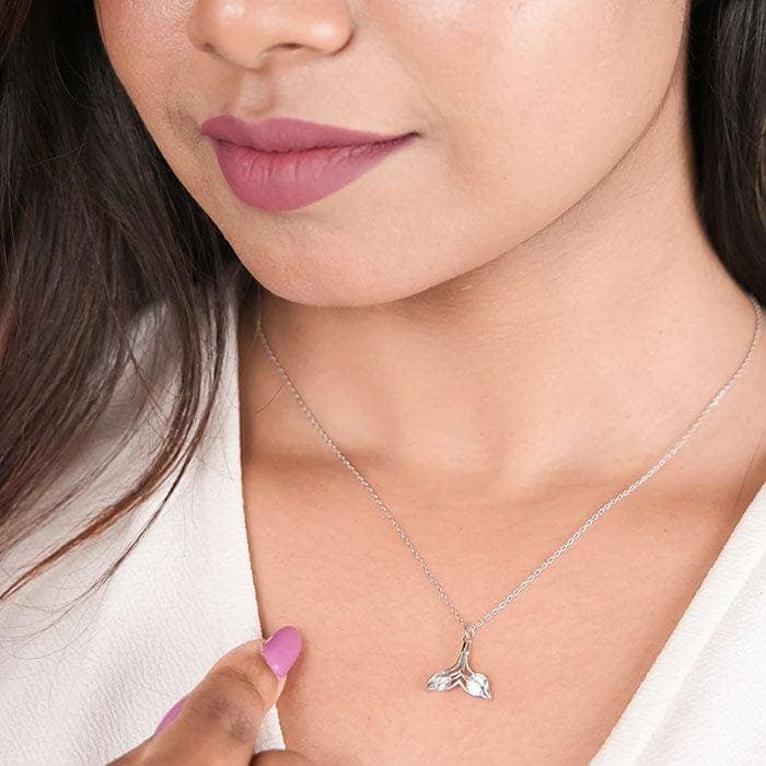 Silver Elegant Mermaid Pendant with Chain view 2