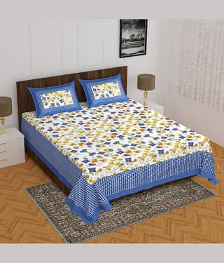 Cosito Cotton 1 Double Bedsheet with 2 Pillow Covers ( Multicolor )