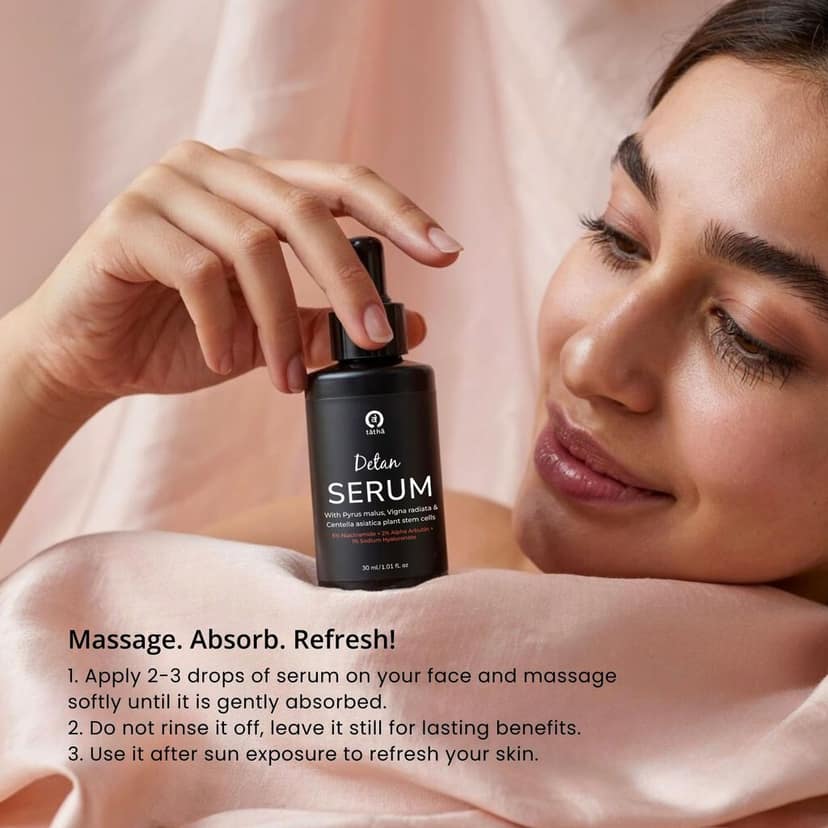 Detan Serum with pyrus malus, vigna radiata and centella asiatica plant stem cells With Niacinamide & Glycerine For Advanced Tan Removal And Deep Nourishment | Men And Women | 30 ML | view 6
