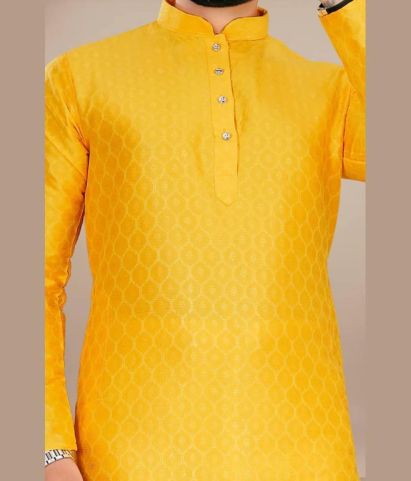 YUG ART Sea Green Silk Regular Fit Men's Kurta Pyjama Set ( Pack of 1 ) view 2