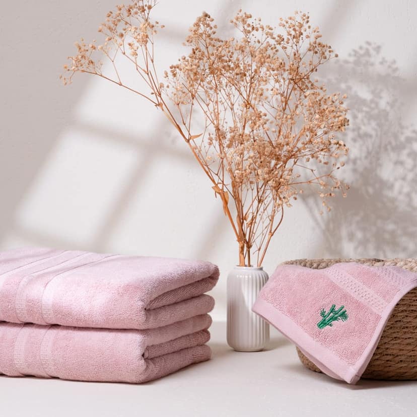 Feather & Spun Bamboo Cotton Bath Towel | Lavender Fragrance | Oeko-TEX® Standard 100 | Anti Microbial | Fade Resistant | Double Needle Stitch | 600 GSM - 76 cms x 137 cms view 4
