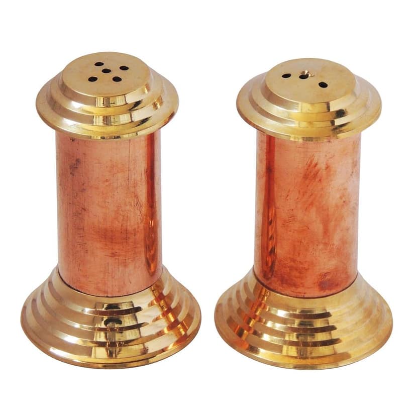 Brass And Copper Namak Dani And Mirch Dani 1.5*1.5*2.8 Inch (BCMAS137 A) view 3
