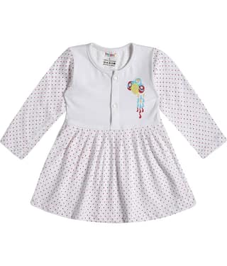 INFANT Pack of 1 Baby Girls Cotton Dress ( White & Red )