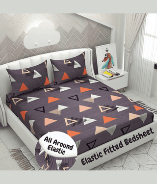 Apala Microfibre Abstract 1 Bedsheet with 2 Pillow Covers - Gray