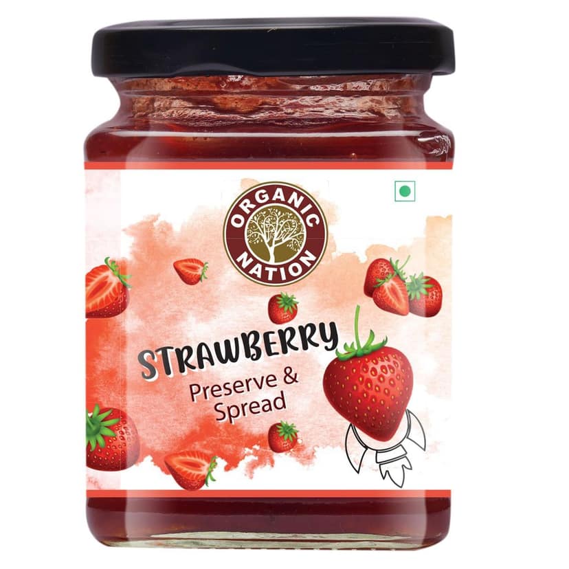 Organic Nation Strawberry Conserve | No Preservatives | Rich Fruit Spread | Sugar Free | 100% Pure Natural |No Added Flavours | 340g