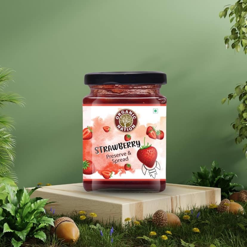 Organic Nation Strawberry Conserve | No Preservatives | Rich Fruit Spread | Sugar Free | 100% Pure Natural |No Added Flavours | 340g view 3