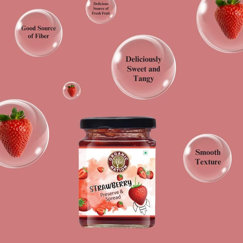 Organic Nation Strawberry Conserve | No Preservatives | Rich Fruit Spread | Sugar Free | 100% Pure Natural |No Added Flavours | 340g view 4