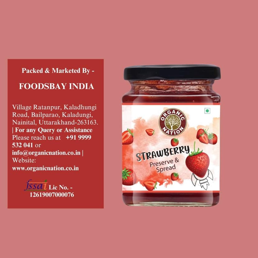 Organic Nation Strawberry Conserve | No Preservatives | Rich Fruit Spread | Sugar Free | 100% Pure Natural |No Added Flavours | 340g view 5