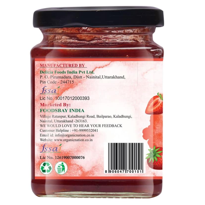 Organic Nation Strawberry Conserve | No Preservatives | Rich Fruit Spread | Sugar Free | 100% Pure Natural |No Added Flavours | 340g view 9