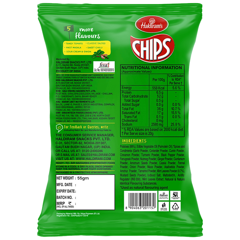 Haldiram's Chips - Pudina Treat, 55 G Pouch view 2