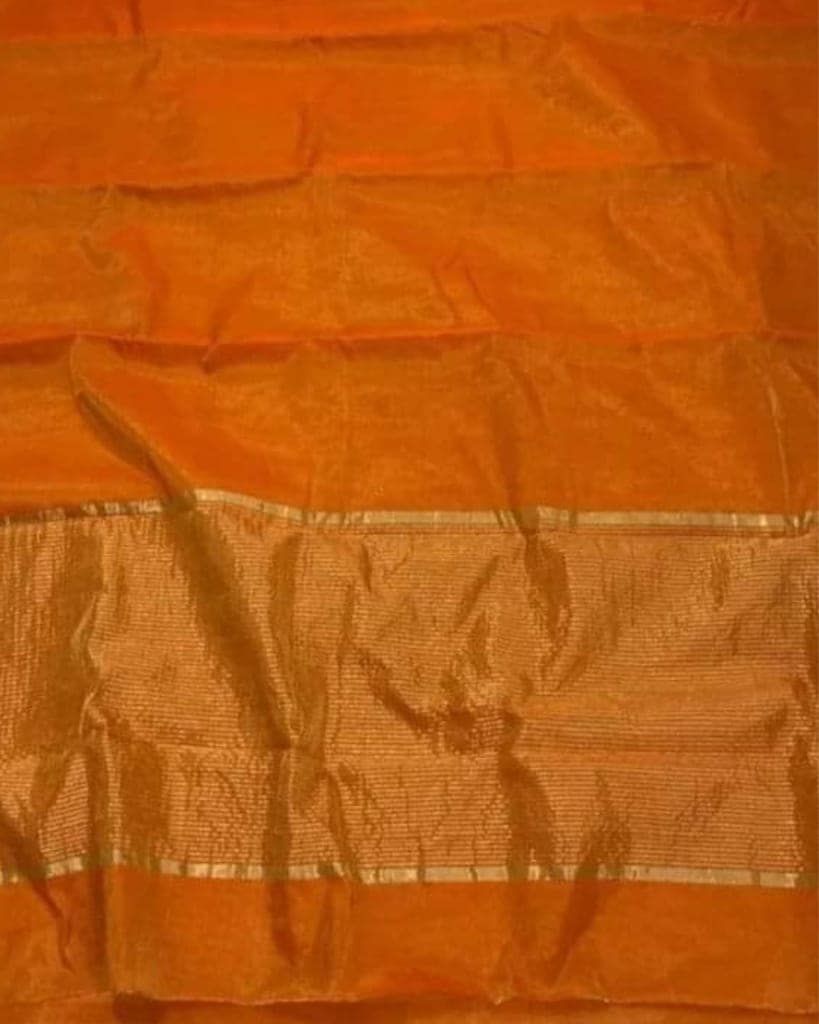 Maheshwari Tissue Silk Saree Orange Color with running blouse-2198
