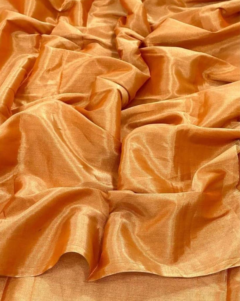 Maheshwari Tissue Silk Saree Orange Color with running blouse-2198 view 2