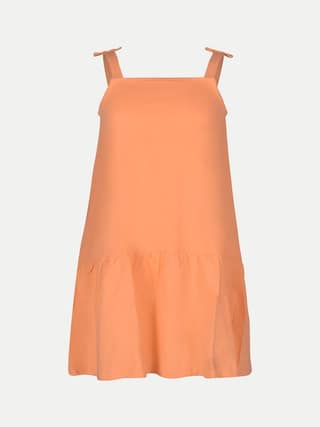 Girls Orange Solid Dress