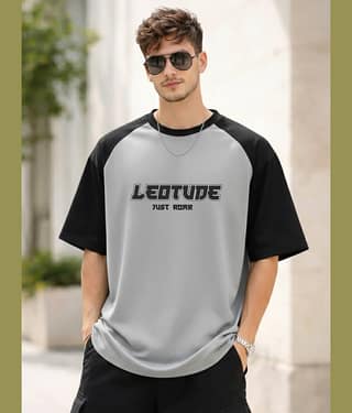 Leotude Men Cotton Blend Oversized Fit Printed T-Shirt ( White )