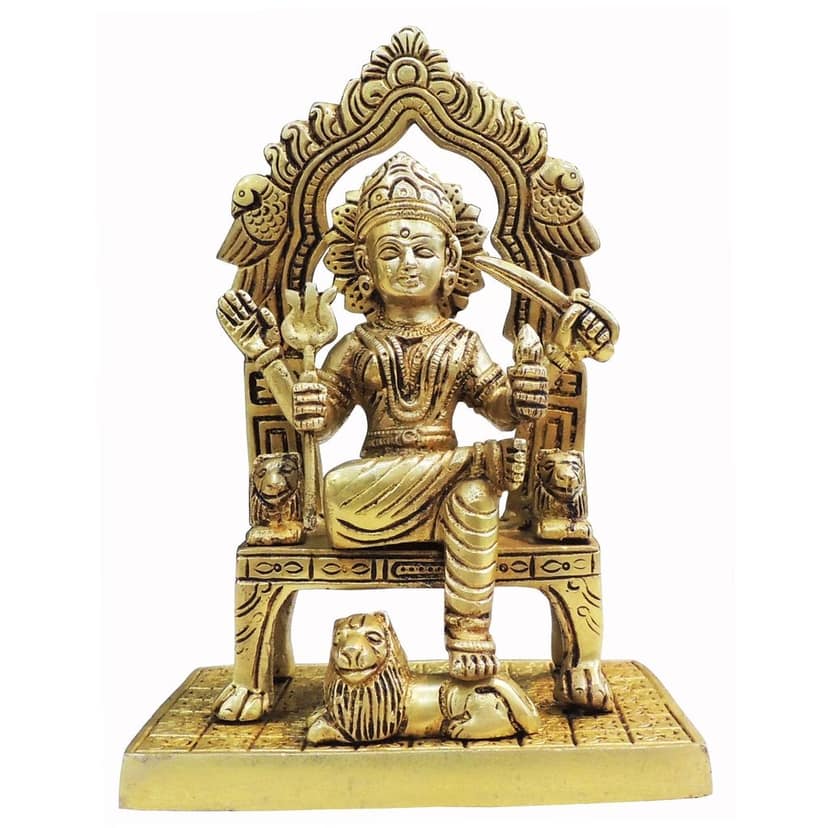 Traditional Brass Santoshi Maa God Idol Statue for Home Temple & Worship, Height : 7.7 Inch (BSMAS1812 D) view 2