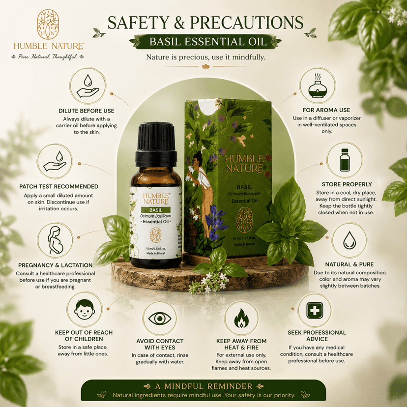 Humble Nature Basil Essential Oil 15ml | Steam Distilled Basil (Ocimum Basilicum) Essential Oil | Natural Plant Extract | GC-MS Tested | Aromatherapy, Diffuser, Massage, DIY Blends & Home Fragrance view 5