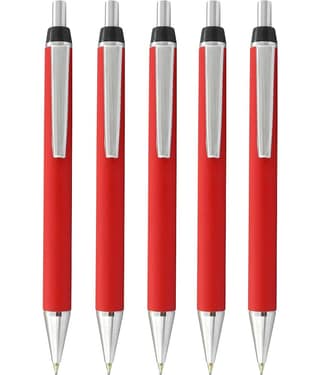 Metal Pen (pack of 5) Click Mechanism Red Retractable Ball Pen (Blue Ink)