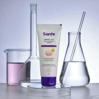 Sanfe Spotlite Body Cream For Dark Neck, Joints and Skinfolds Enriched with 3% Lactic Acid, Retinol & SPF 15 For Dark Patches, Detanning, Anti Aging a