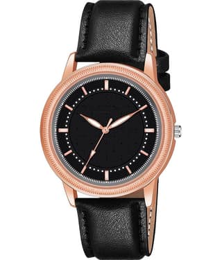 KIARVI GALLERY Black Leather Analog Men's Watch