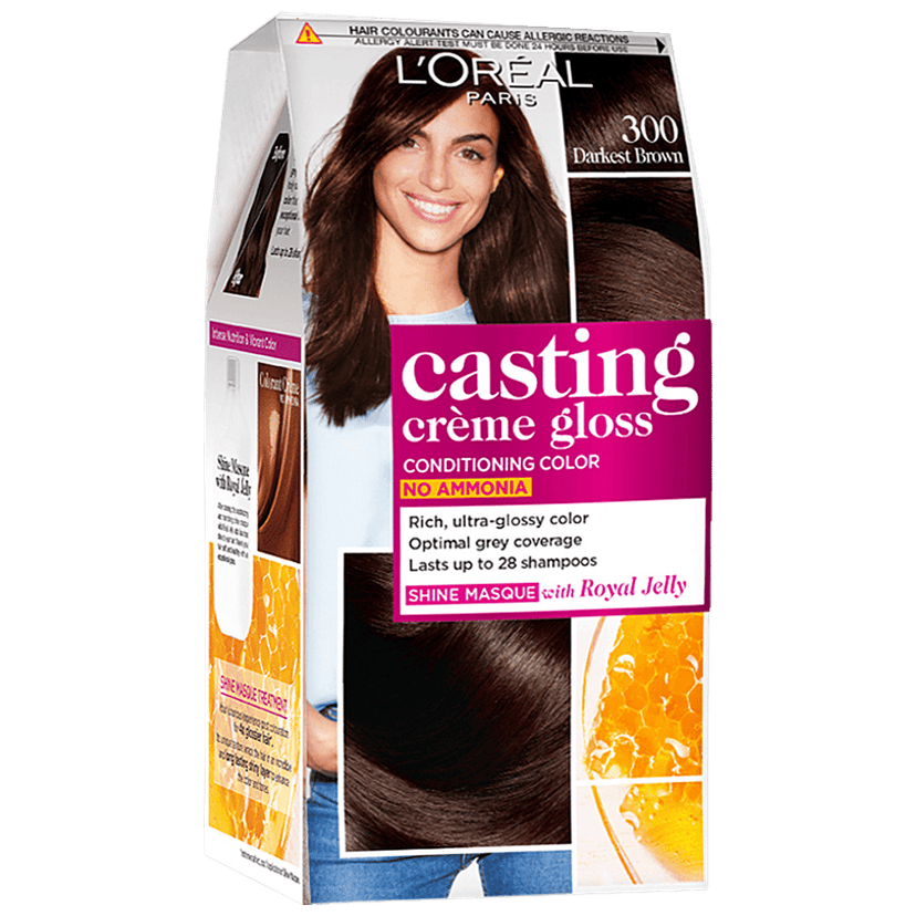 Loreal Paris Casting Creme Gloss Hair Colour, 87.5 g + 72 ml 300 Darkest Brown view 2