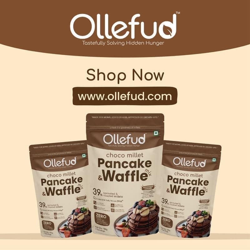 Ollefud Choco Millet Pancake & Waffle Mix | Coconut Jaggery, Fruits, Nut & Seed | No Maida, No Refined Sugar | Protein & Fiber Rich | Iron Source | 150g view 8