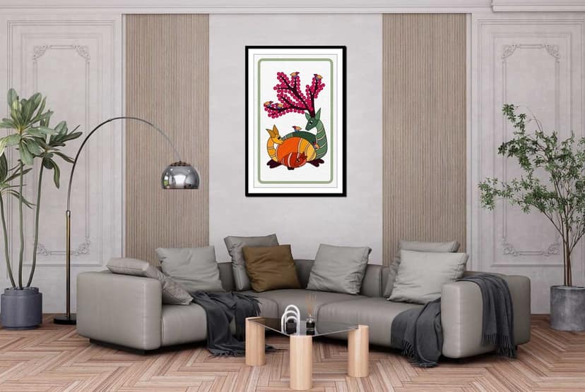 TRIBAL HARMONY WALLDECOR 16in X 24in WITH BLACK FRAME