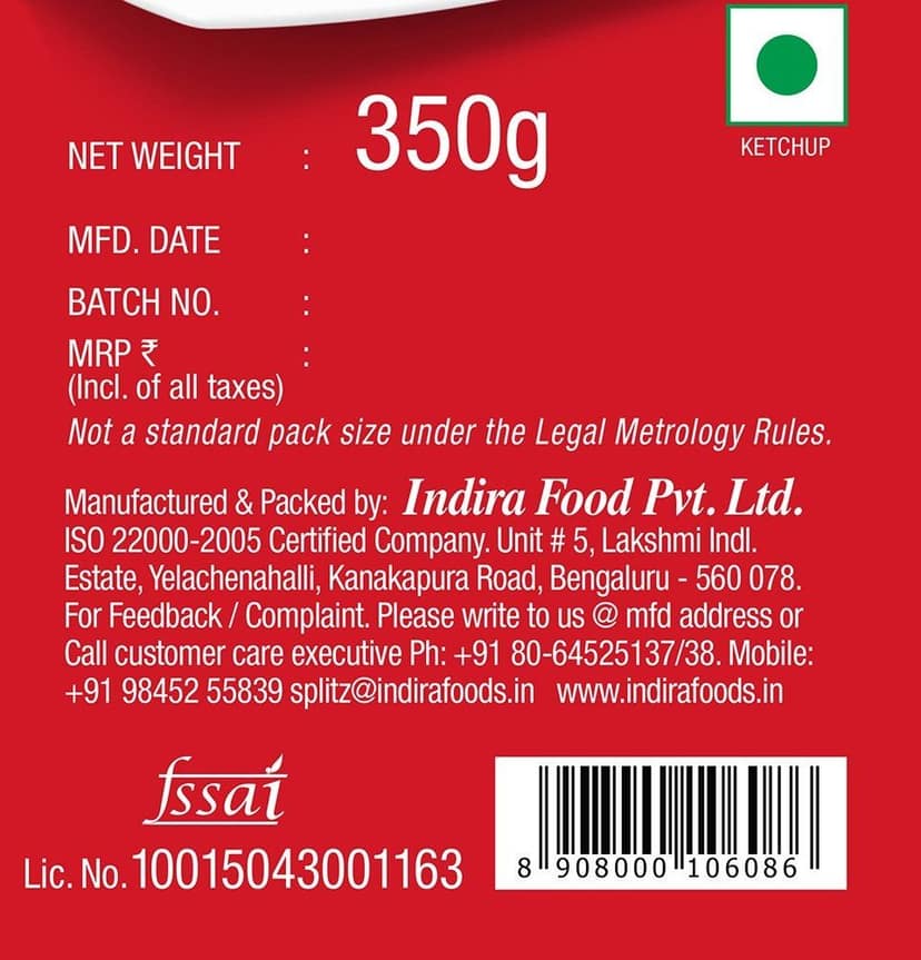 Splitz Tomato Ketchup, 350 gm view 2