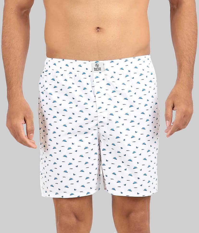 Supersquad Pack of 1 Cotton Boxers For Men's ( Sky Blue )