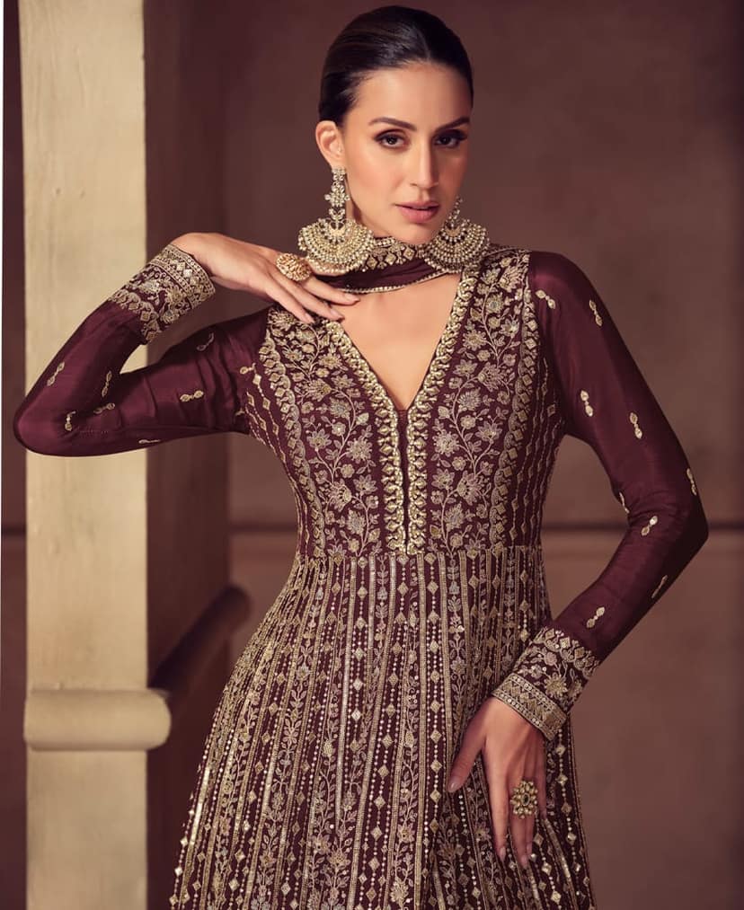 Heavy Chinon Black Anarkali for Women (Wedding Wear) view 2