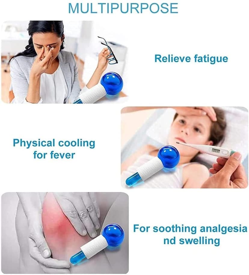 Twenty4x7 Facial Ice Globe,Smart Cool Face Roller Ball, Facial Massage Tools for for Neck Eye Circle Reduce Puffiness Anti Ageing Wriknles Soothing Firming Skin 2Pcs view 3