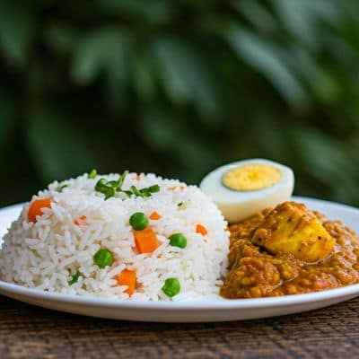 Vegetable Rice With Panner Curry, Egg(1 no)