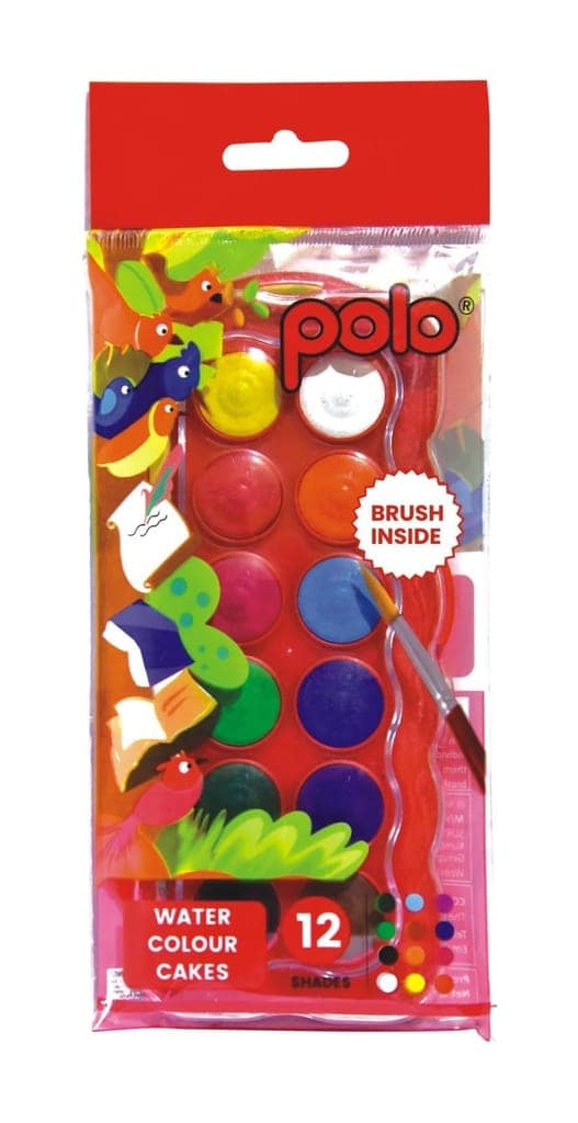 polo Watercolor Cake Set Pack of 2 | 12 Vibrant Shades (20mm) | Non-Toxic & Easy-to-Use | Ideal for Painting, Art Projects & School Supplies | Perfect for Kids & Adults
