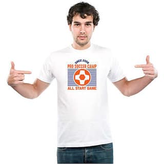 UDNAG Unisex Round Neck Graphic Football, Pro soccer Polyester T-Shirt White view 2