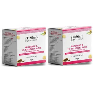 Globus Naturals Anti Acne Glycolic Salicylic Acid 6 Step Facial Kit For Oil Control Skin Lightening Suitable For Oily Acne Prone Skin 40gm Set of 2