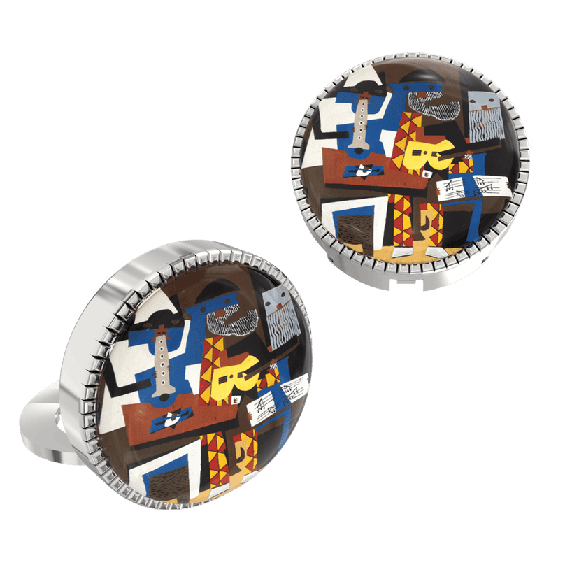 The Smart Buttons - Shirt Button Cover Cufflinks for Men - Three Musicians Inspired by Pablo Picasso view 2