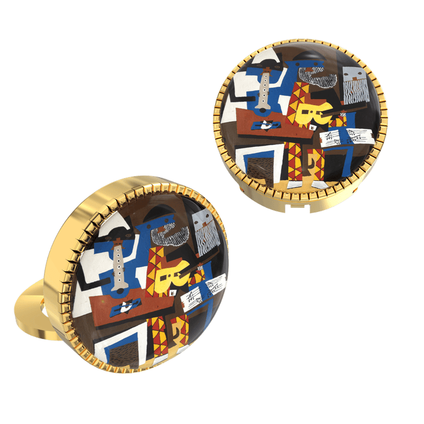 The Smart Buttons - Shirt Button Cover Cufflinks for Men - Three Musicians Inspired by Pablo Picasso view 8