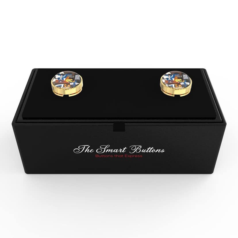The Smart Buttons - Shirt Button Cover Cufflinks for Men - Three Musicians Inspired by Pablo Picasso view 9