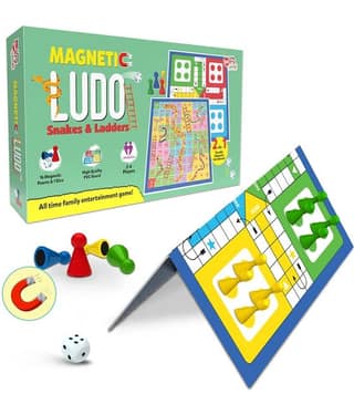 Little Berry Magnetic Ludo and Snakes & Ladders Board Game Set for Kids, Adults & Family - Travel Board Game (Multicolor)